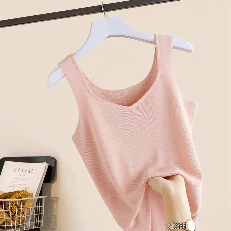 冰丝V领针织吊带背心女夏季新款设计感大码西装内搭外穿打底上衣