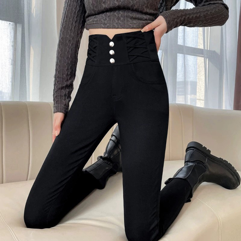 高腰打底裤女2026新款春秋外穿紧身弹力显瘦春季黑色小脚铅笔裤子