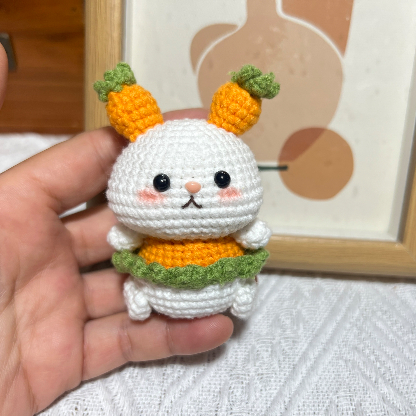 成品手工编织可爱胡萝卜小兔子玩偶毛线钩织挂件包包挂饰生日礼物