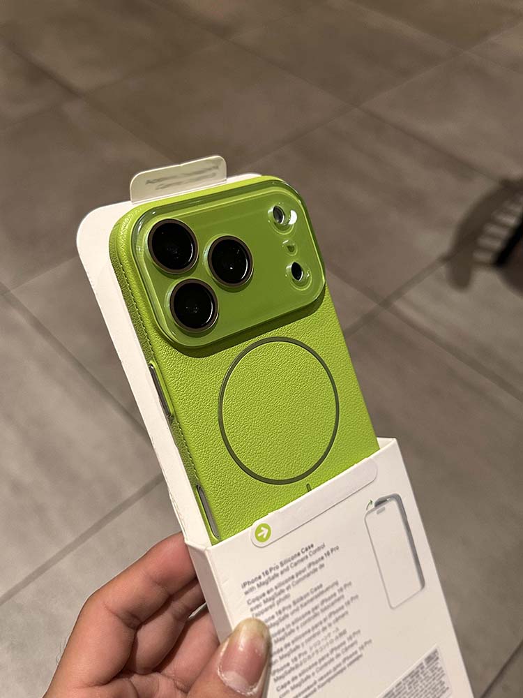 森绿色适用苹果17promax手机壳2025新款高级感荔枝纹磁吸皮质iphone16Pro女款15Plus镜头全包Air防摔14保护套