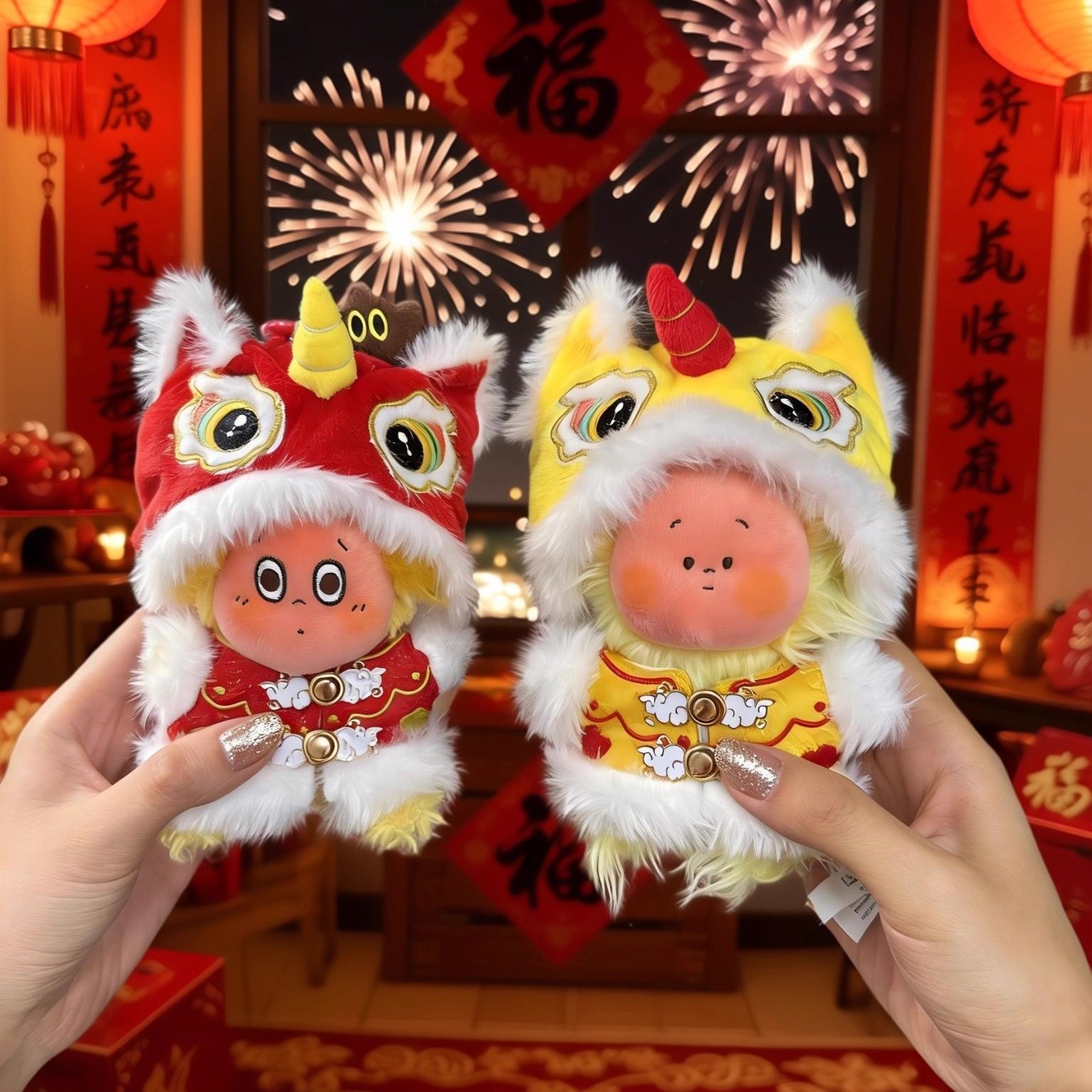 星星人娃衣大风中凌乱新年过年衣服理发红色喜庆中式拜年醒狮套装,模玩/动漫/周边/娃圈三坑/桌游,潮玩娃衣,淘宝优惠券,粉丝福利购,淘宝优惠卷