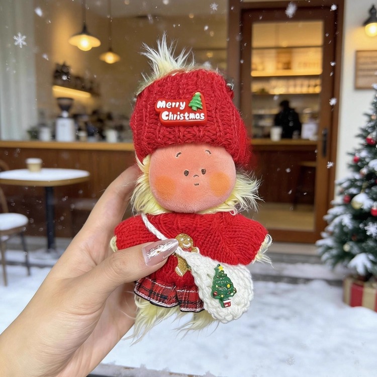 星星人娃衣大风中凌乱圣诞节衣服一二三代通用节日红毛衣挎包套装