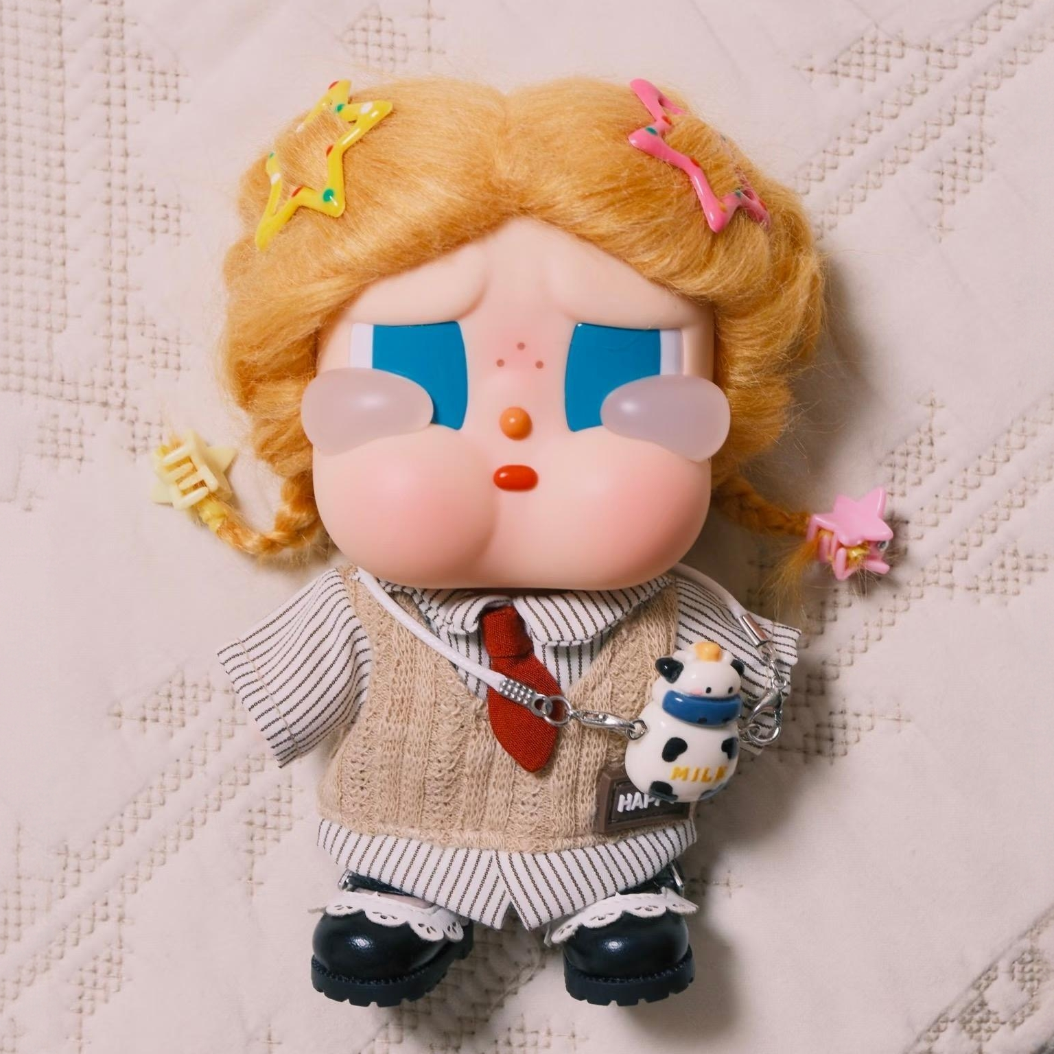 crybaby哭娃娃衣咕噜咕噜衣服秋冬日棕马甲毛衣小红书同款着替装