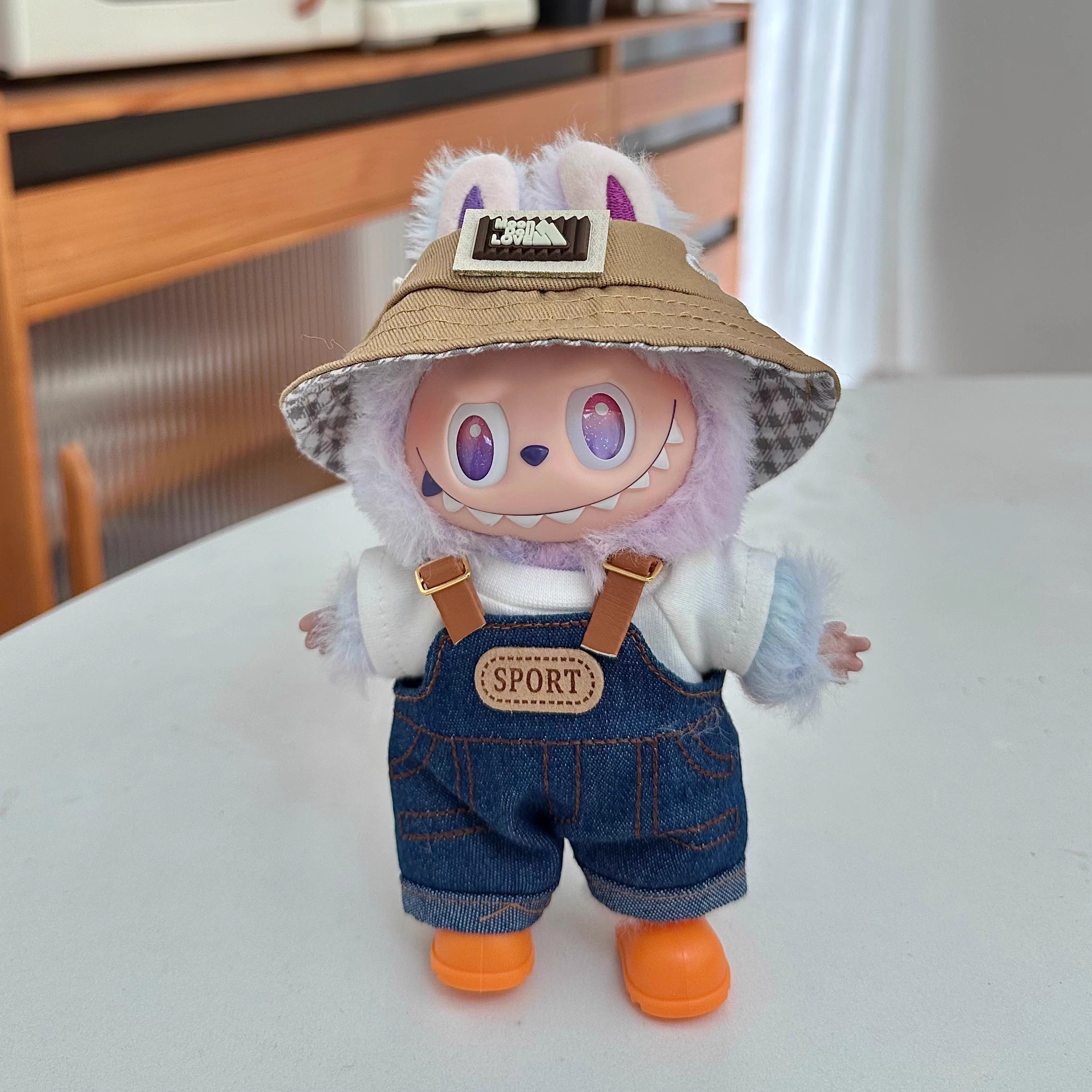 春天野家拉布布123.0代前方高能娃衣服labubu衣服搪胶公仔背带裤