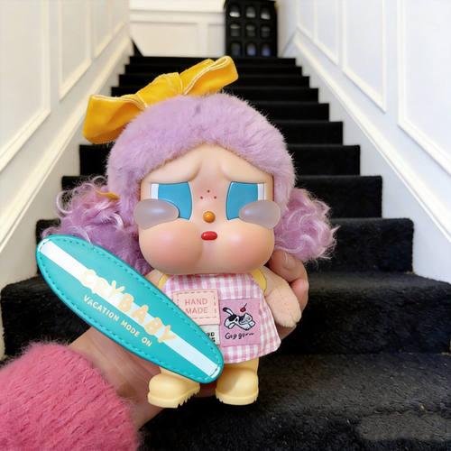 一起冲浪娃衣crybaby哭娃衣服10cm15cm毛绒公仔可爱粉格裙子套装