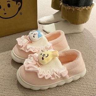 室内家居棉鞋 chiikawa乌萨奇拖鞋 冬季 女生2024新款 小八毛毛棉托鞋