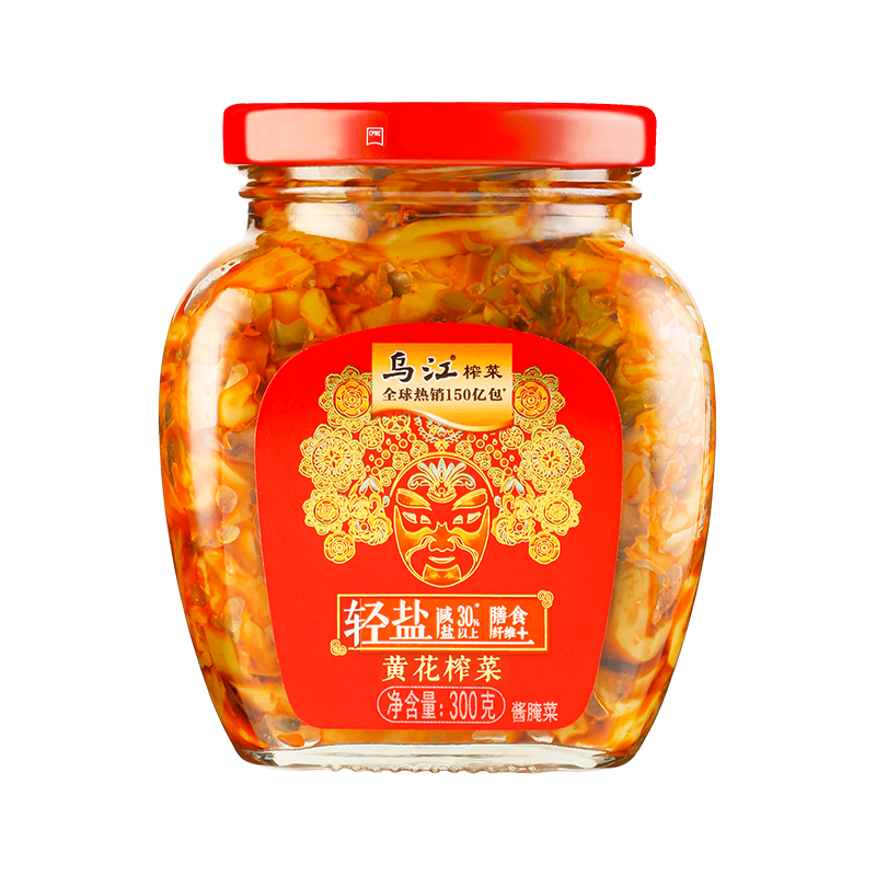 乌江榨菜口口脆瓶装微辣红油清淡脆嫩开味泡菜下饭菜芯块300g