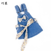 Puppy dog ​​quần áo nơ lớn denim dây đeo váy Teddy Bomei mùa hè váy váy con chó nhỏ quần áo thú cưng - Quần áo & phụ kiện thú cưng