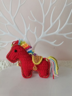 静恩手作diy纯手工钩织成品小马钩织挂件钥匙扣包包挂饰马年礼物