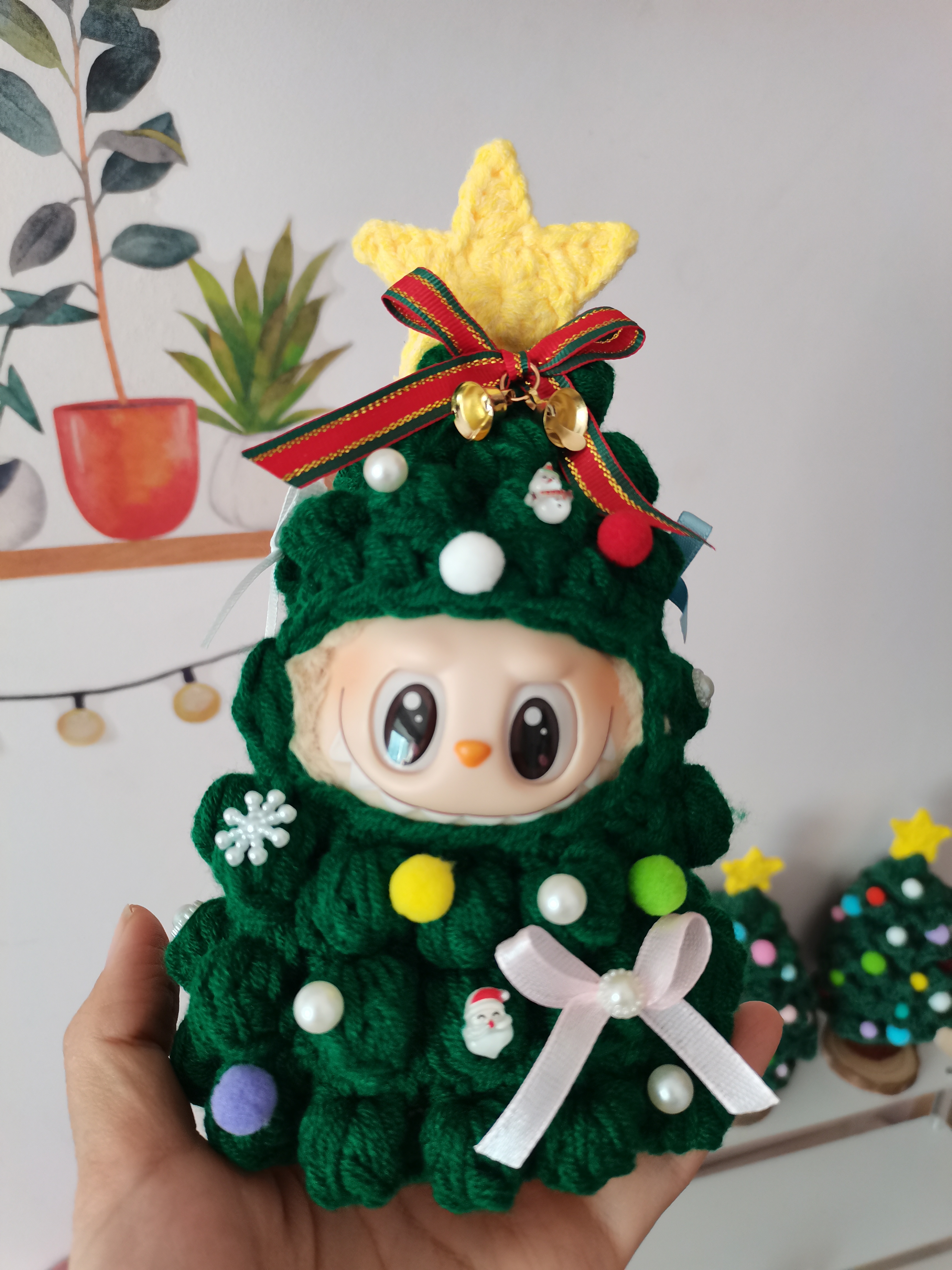 静恩手作diy纯手工钩织圣诞树款labu娃衣一二三代通穿成品不含娃