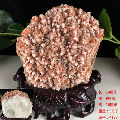 天然红色方解石原石水晶摆件