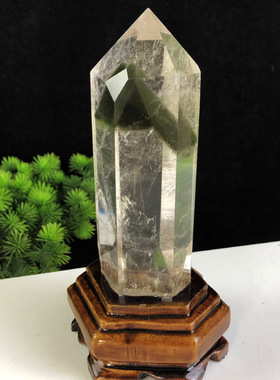 天然绿幽灵水晶柱原石六棱单尖柱奇石收藏礼品家居客厅装饰品摆件