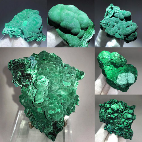 天然孔雀石原石水晶标本摆件