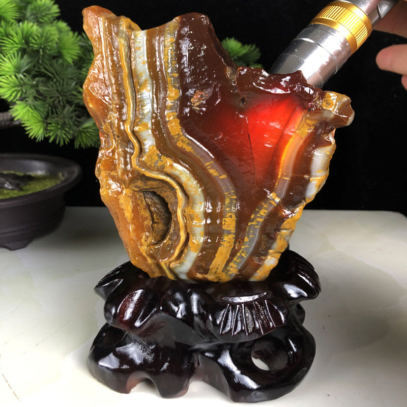 天然玛瑙原石红玉髓矿物晶体造景鱼缸石客厅玄关办公奇石家居摆件