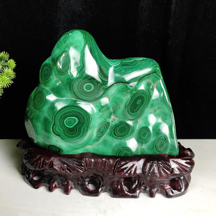 天然孔雀石原石奇石水晶收藏品客厅博古架样板房办公室会议桌摆件