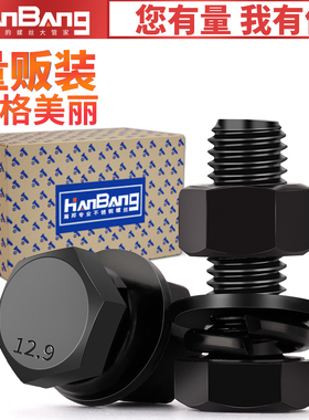 12.9级高强度螺栓外六角全牙螺丝螺母套装大全组合M6M8M10M12M16M