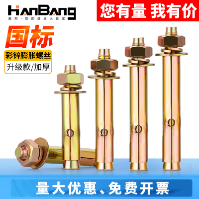 国标彩锌膨胀螺丝金属膨胀螺栓加长超长6M8M10M12M14M16M18M20M24