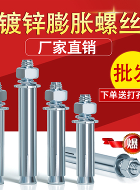 镀锌膨胀螺丝大全金属铁加长超长拉爆整箱批发M6M8M10M12M16M2024
