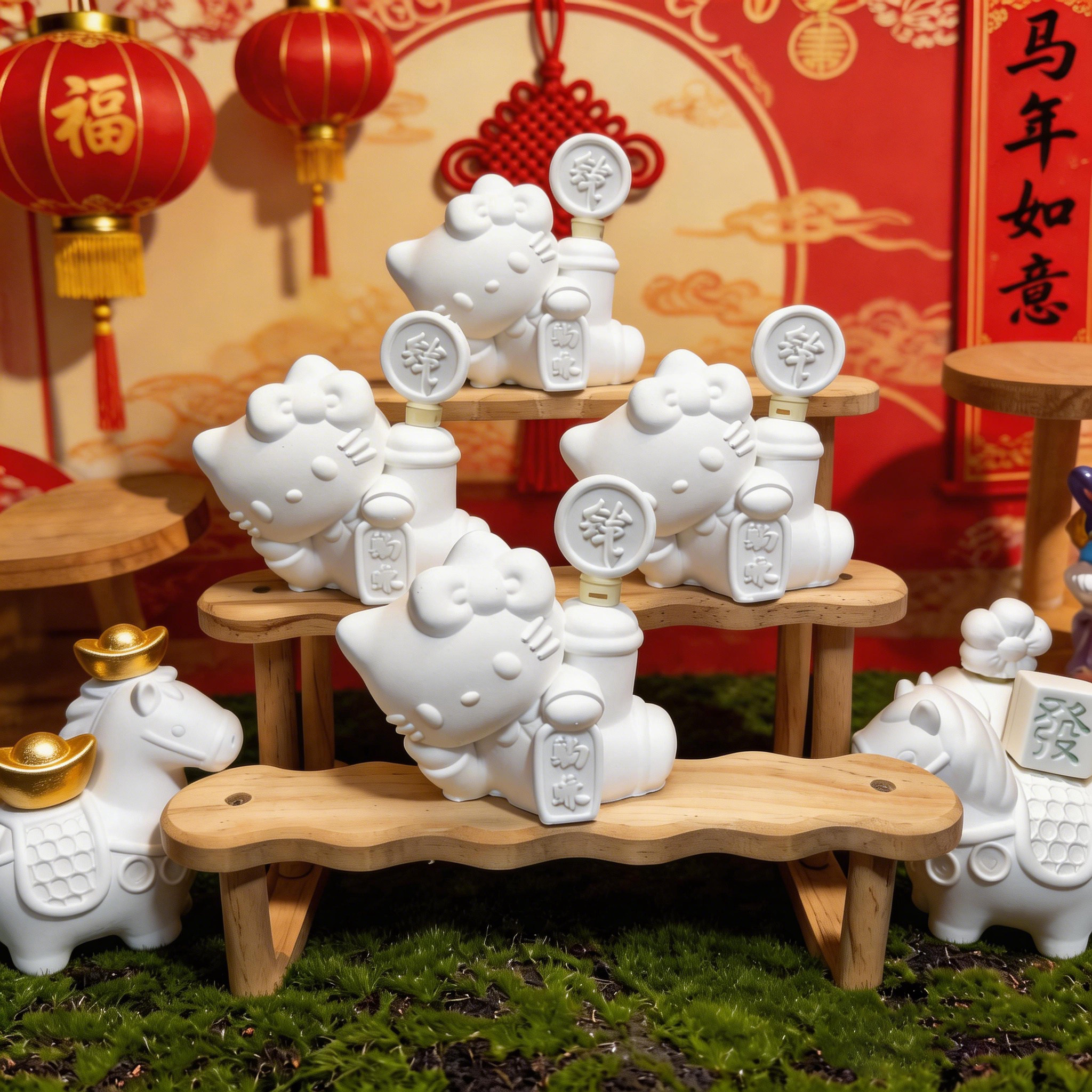 新款躺赚Kitty石膏娃娃涂色diy生日礼物团建解学校网红压玩具摆件