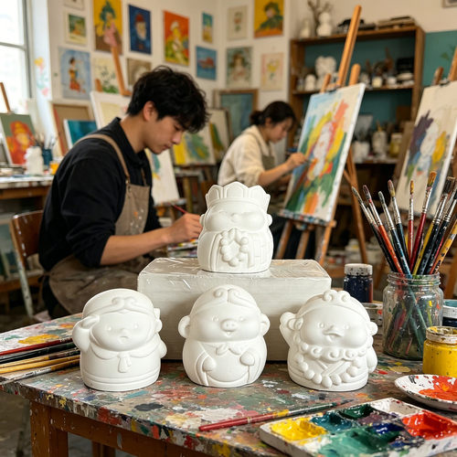 立体西游记悟空八戒3d石膏娃娃涂色diy玩具涂鸦彩绘创意手工摆摊