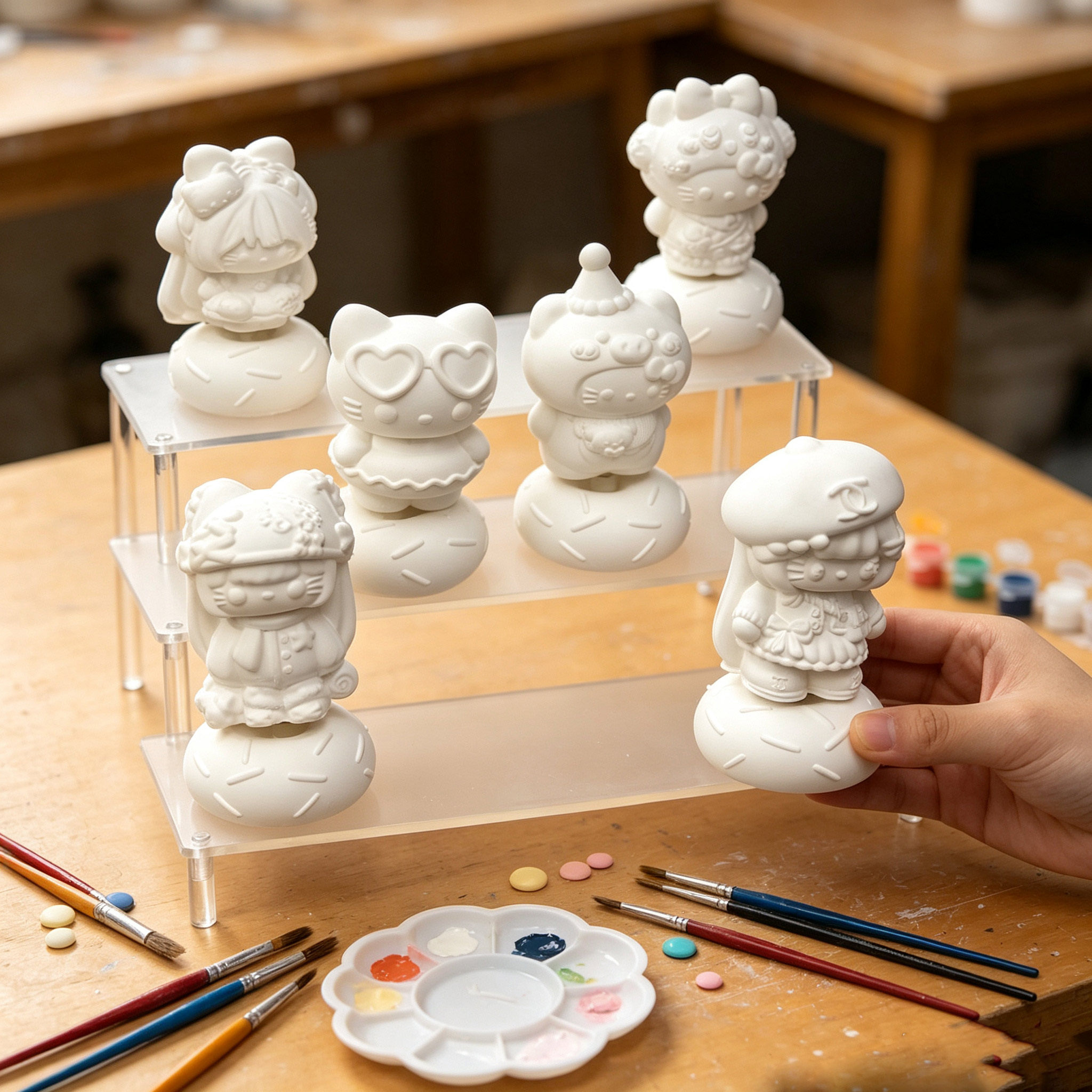 团建爆款儿童立体大号旋转3d石膏娃娃diy手工涂色摆地摊涂鸦彩绘