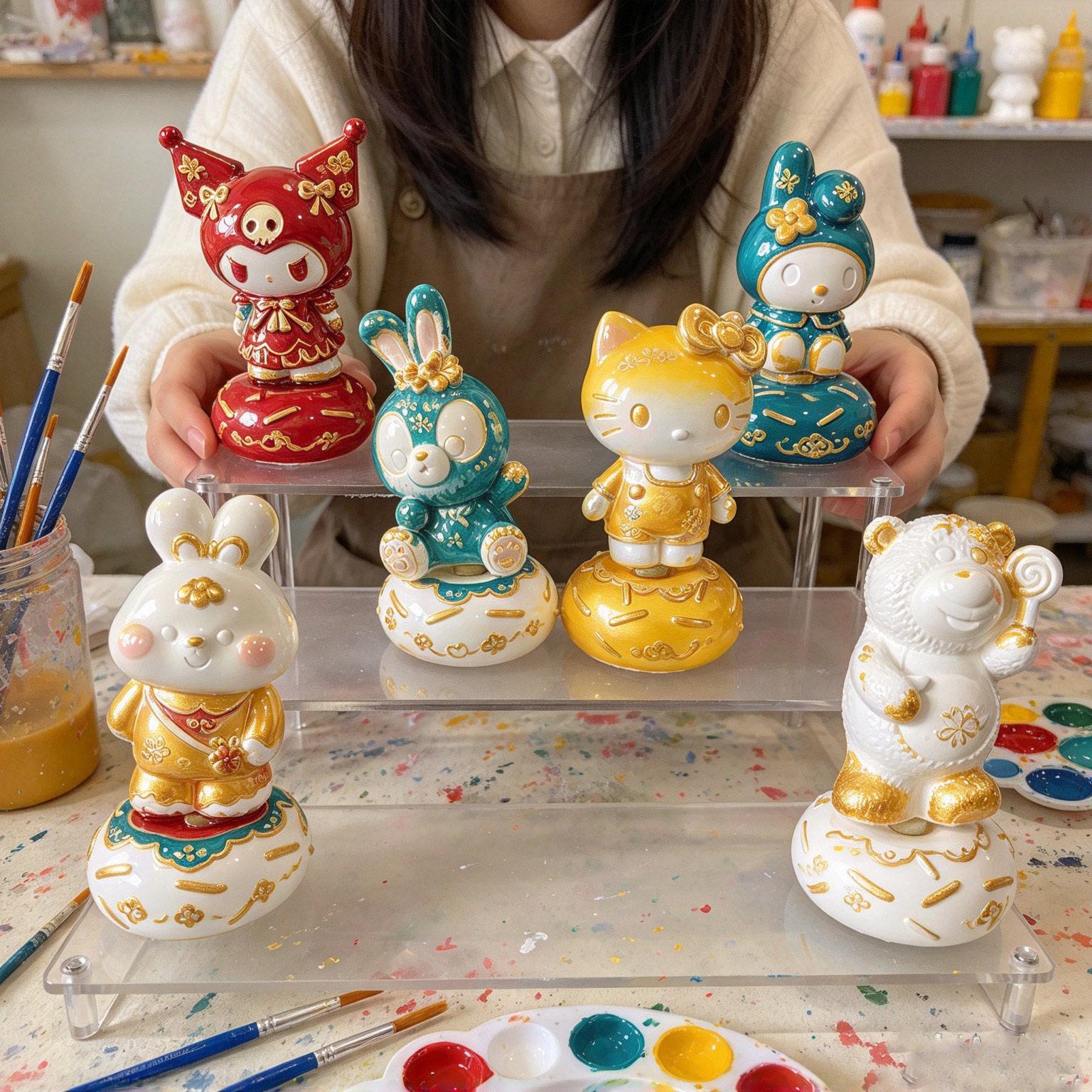 涂鸦彩绘幼儿园爆款儿童团建活动立体石膏娃娃diy手工涂色三丽欧