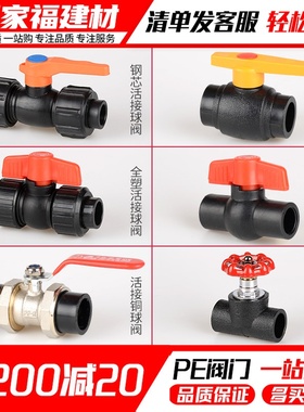 pe管配件自来水管件热熔开关全塑双活接钢芯球阀20 25 32pe阀门