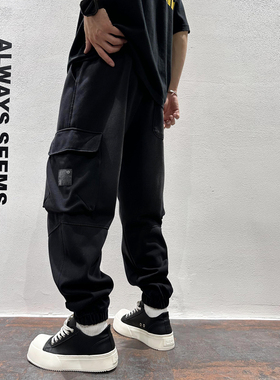 2025秋季新款休闲裤子男款宽松束脚裤美式高街vibe风纯色运动裤潮