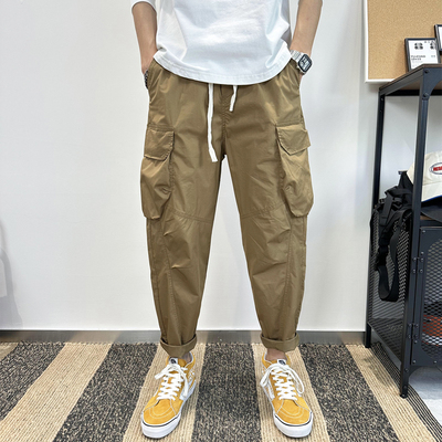 工装裤子男款夏季薄款束脚裤