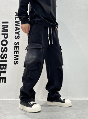 2025秋季新款休闲裤男宽松直筒裤男痞帅卫裤工装裤男士潮流运动
