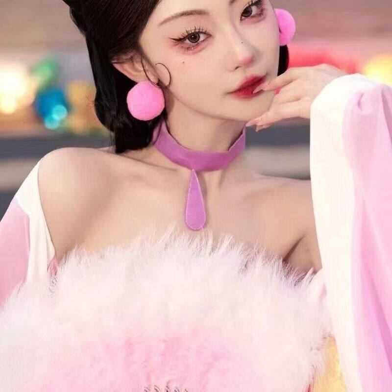 cos妲己羽毛扇子汉服舞蹈毛绒扇子