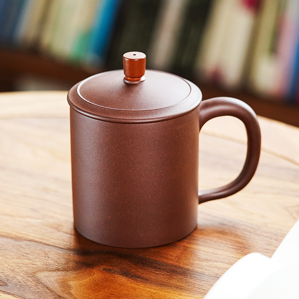 颐壶春精品紫砂杯名家吴春艳手工个人专用泡茶杯男士办公盖杯450c