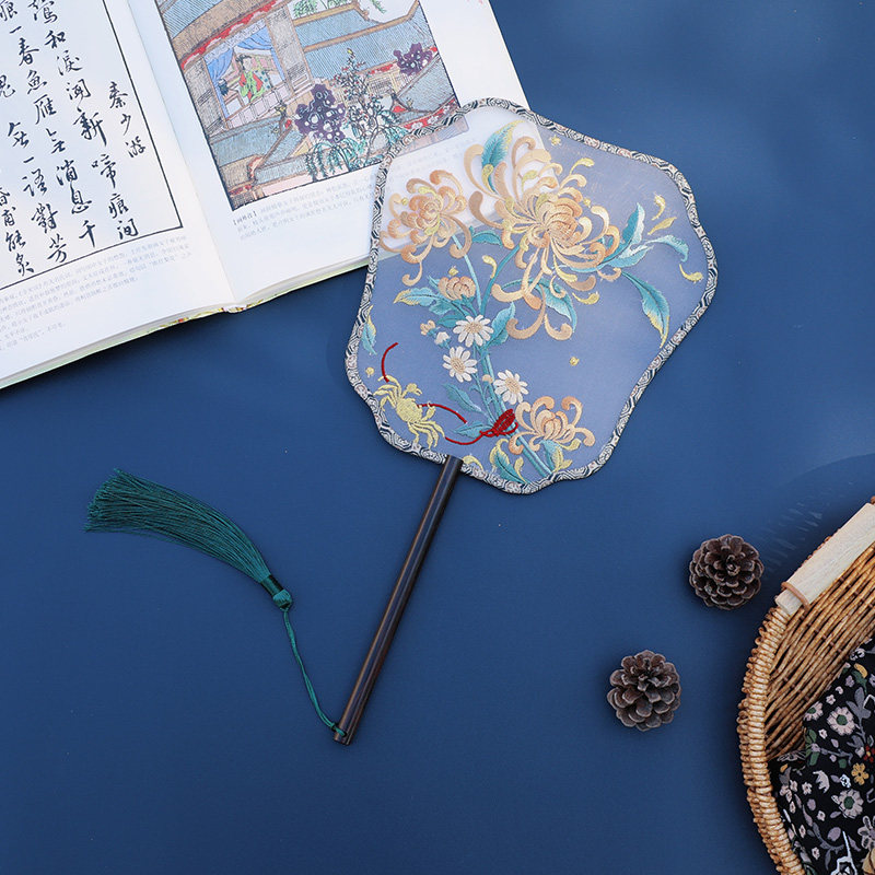 【飞仙】古风扇子刺绣宫扇古风汉服扇舞蹈拍照跳舞扇绣花古风团扇