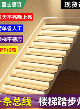 雷士2025新款楼梯灯农村网红自建房智能踏步感应跑马流水灯梯步灯
