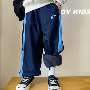 宋大牙软壳冲锋裤冬儿童户外加绒加厚防泼水男童亮色撞色三防运动