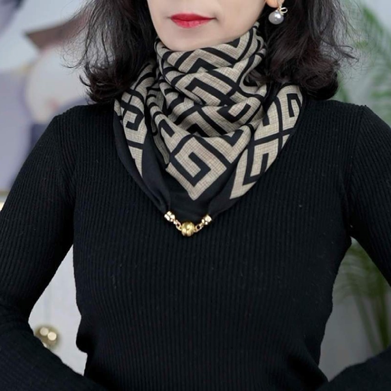 方巾磁吸扣丝绵围巾春夏洋气女