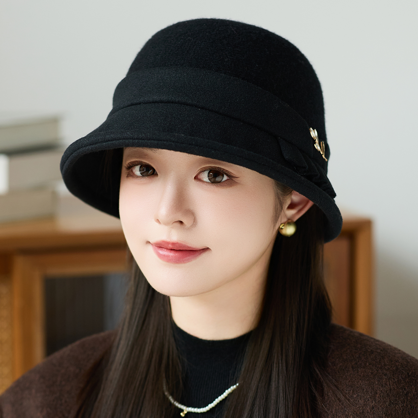 帽子女士2025新款秋冬遮脸盆帽韩版气质百搭英伦复古显脸小渔夫帽