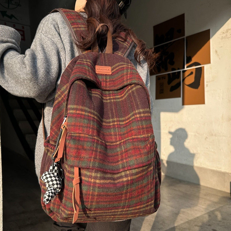 2025新款高颜值书包女初中高中大学生双肩包美式百搭背包防水尼龙,箱包皮具/热销女包/男包,双肩背包,淘宝优惠券,粉丝福利购,淘宝优惠卷