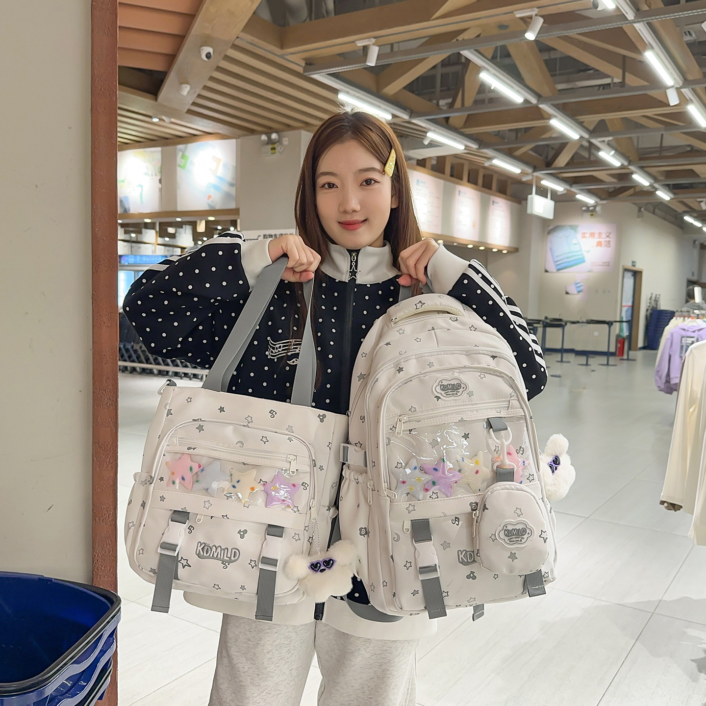 痛包少女糖果撞色大容量多巴胺书包高颜值中小学生两件套双肩包