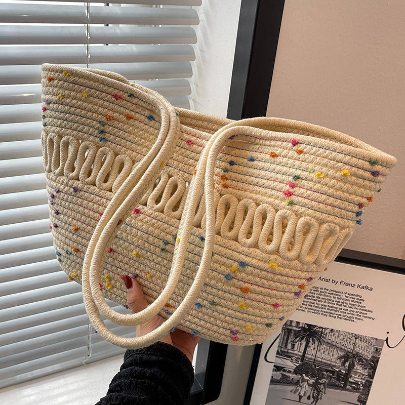 单肩包镂空棉线编织包新款夏天大容量法式草编包海边度假沙滩包女,箱包皮具/热销女包/男包,通用款女包,淘宝优惠券,粉丝福利购,淘宝优惠卷