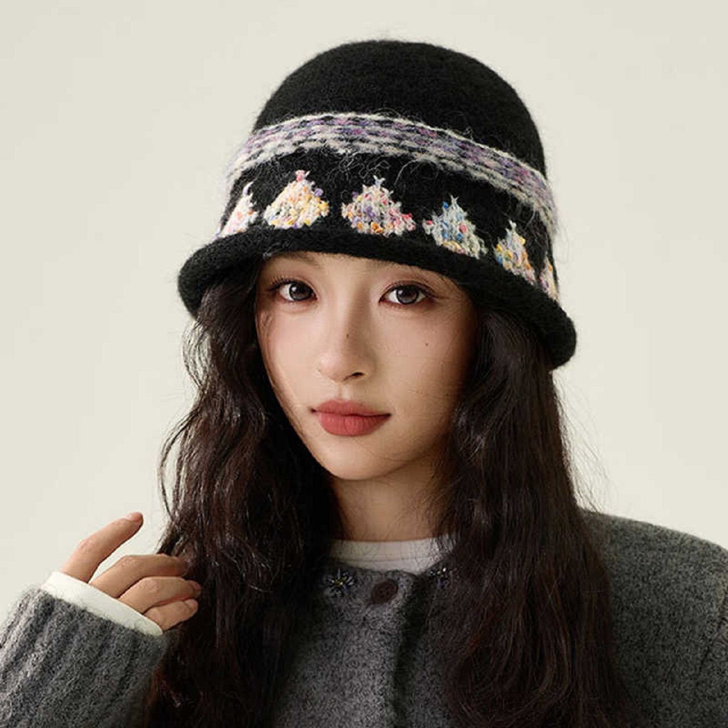 费尔岛复古提花针织渔夫帽女款2025新款冬时尚保暖大头围毛线盆帽,服饰配件/皮带/帽子/围巾,帽子,淘宝优惠券,粉丝福利购,淘宝优惠卷