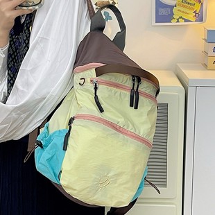 中学生书包户外登山包轻便运动背包男 撞色双肩包女韩版 夏季 轻薄款