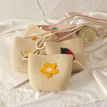 儿童编织包包女夏季零钱包手工草编包迷你女童出游外出单肩斜挎包