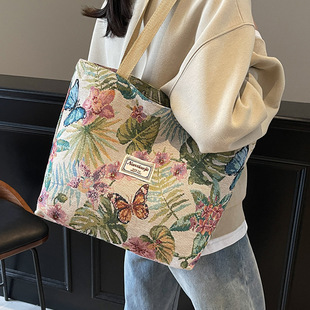 大容量帆布包女新款单肩包手提包上班通勤包包拉链布袋休闲托特包