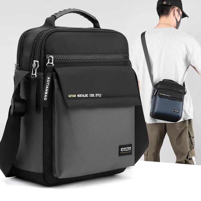 2025新款斜挎包男休闲百搭男士背包时尚简约单肩包帆布挎包手提包