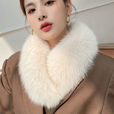 韩版毛绒围巾女秋冬2025新款毛毛围脖气质高级感仿狐狸毛皮草毛领