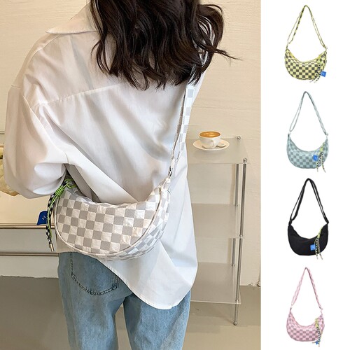 包包女2026新款百搭休闲帆布包大容量斜挎饺子包高级感小众腰包