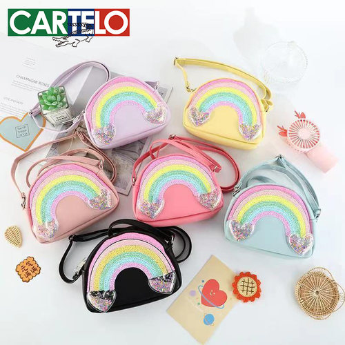 马卡龙色儿童零钱包可爱公主斜挎