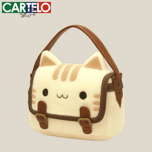 猫咪小方包卡通毛毛玩偶包毛绒绒包女创意可爱学生百搭背包手拿包