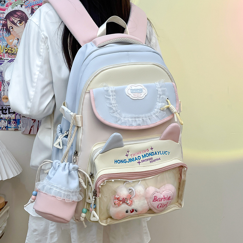 新款高颜值日系卡通少女痛包可爱书包女初中学生大容量背包女